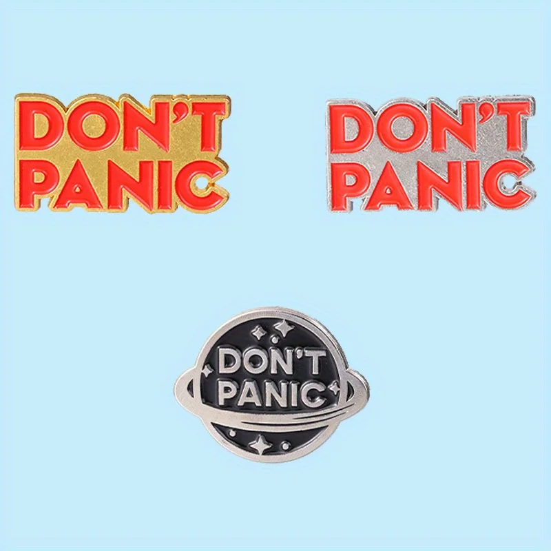 Personalized Trendy Planet Series Metal Badge Don't Panic Creative English Fashion Versatile Brooch Accessories