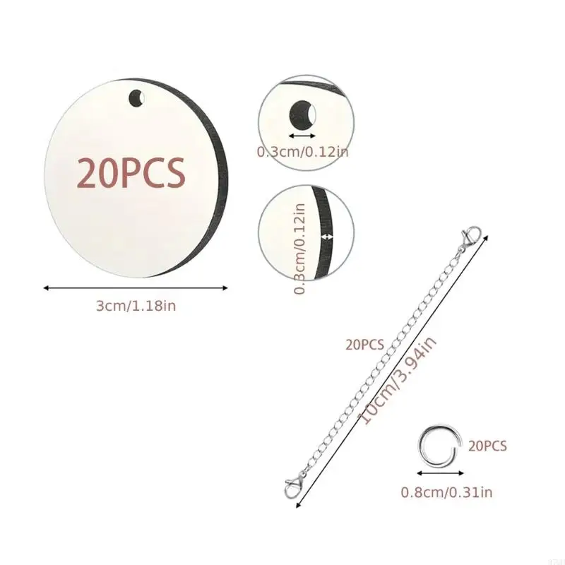 97QD Double Sided Sublimation Keychain Blanks Bulk Set for DIY Keychain Crafting