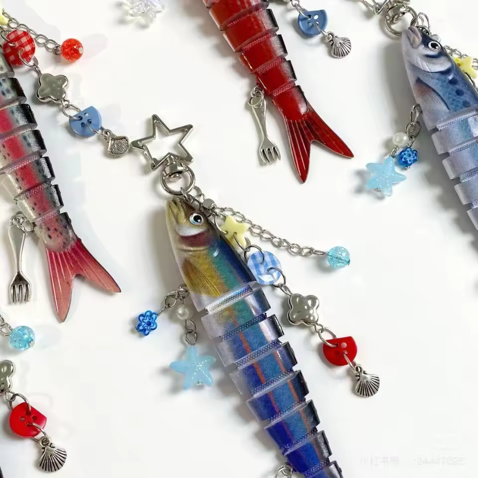 2025 NEW Funny Fish Keychains Bag Charms Backpack Pendant Chains Decoration Cute Handmade Fish Keyring Accessories Kids Gifts