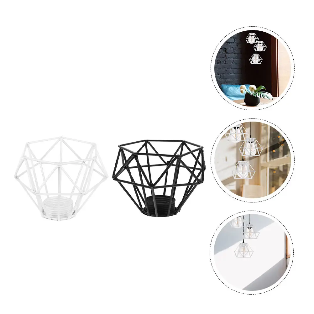 

2 Pcs Wrought Iron Lampshade Ironwork Vintage Hollow Light Covers Chandelier Ceiling Wall Unique Retro Decor
