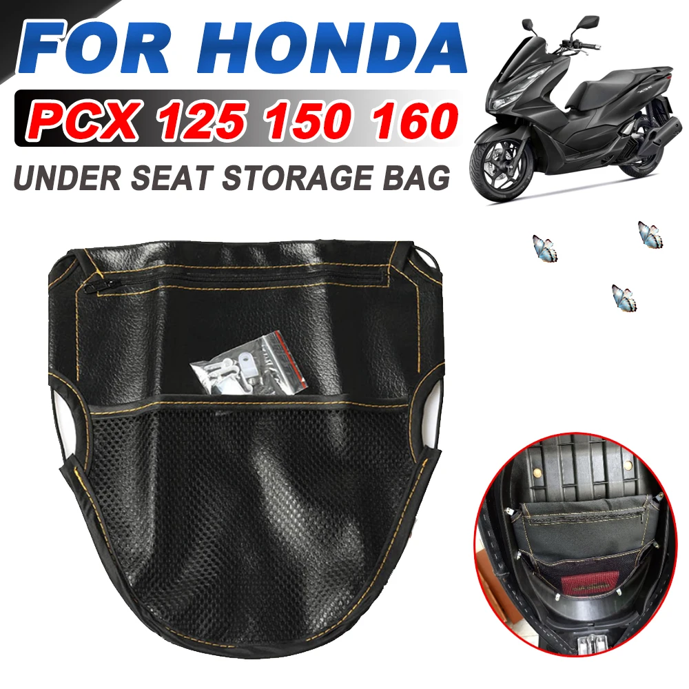 For HONDA PCX125 PCX160 PCX 150 125 160 Accessories PU Leather Motorcycle Scooter Seat Bag Scooter Under Seat Storage Pouch Bag