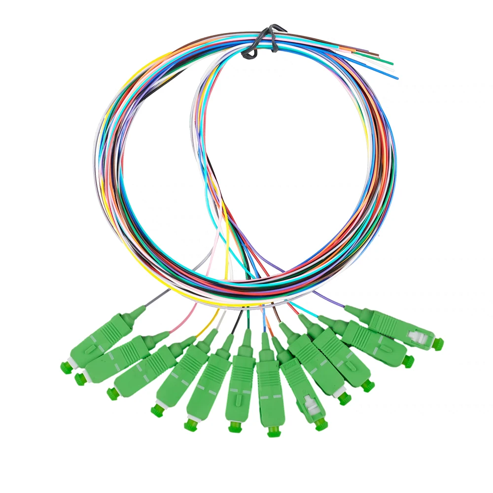 Trança colorida óptica de fibra SC/APC 12 cores 0,9 mm Trança de fibra de modo único 1,5 M 12 núcleos Trança de fibra