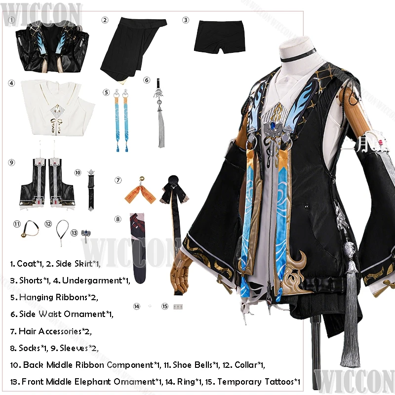 Wuwa Buling Cosplay Roupas Peruca Roupa Vestido Terno Peruca Prop Wuthering Ondas Jogo Roupas Mulheres Meninas Halloween Comic Con Cos