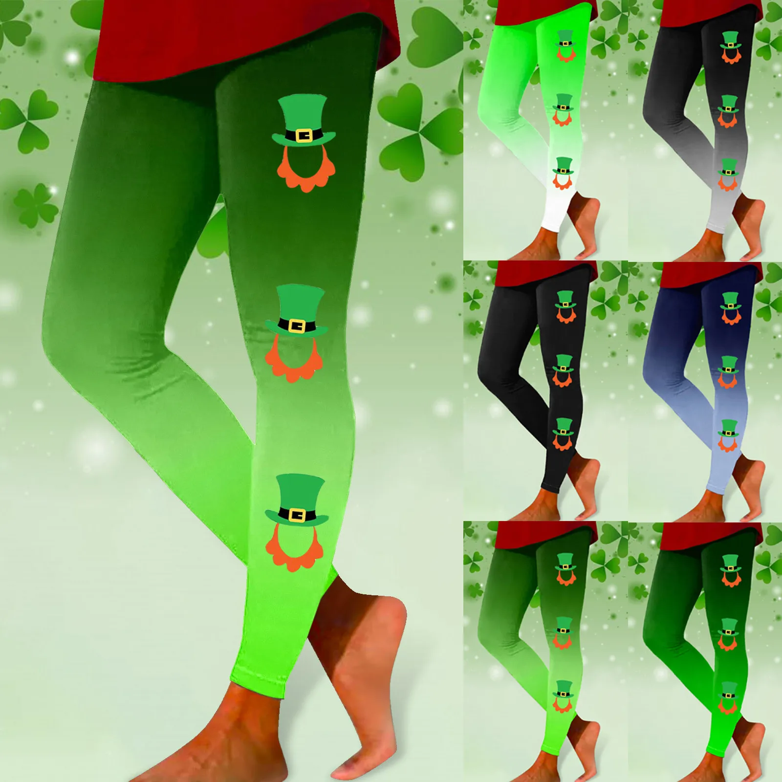 Women Fashion Saint Patrick Leggings Casual Print Slim Elastic Long Boot Pants Maternity Top