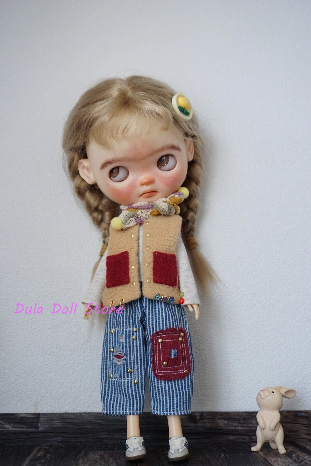 

2026（Only one set）Dula Doll Striped vest and pants set Clothes for Blythe Landoudou Landazz ob24 ob22 Doll