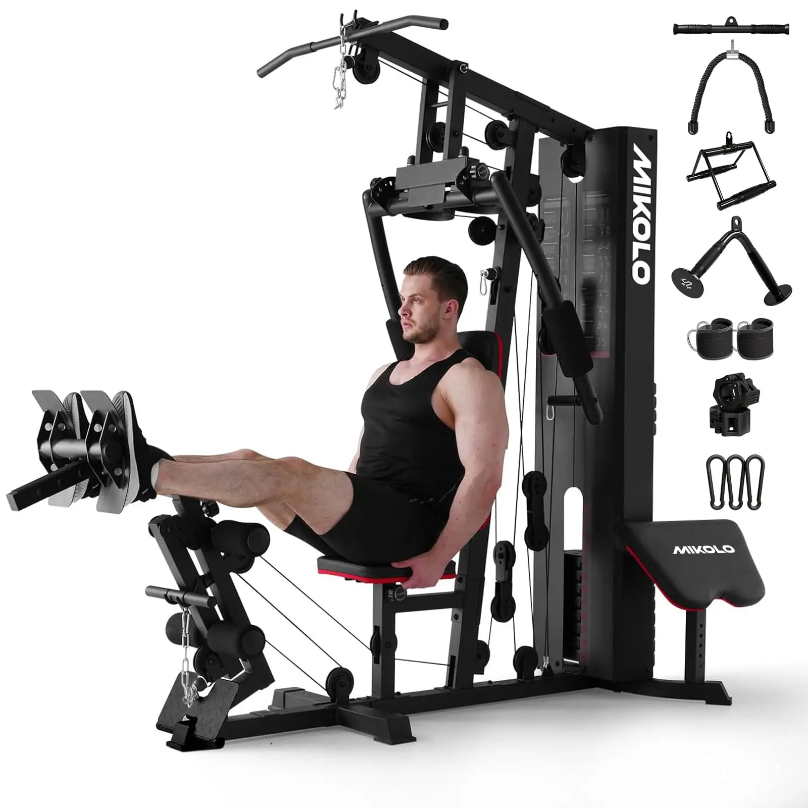 Home Gym, Workout Station with 150LBS Weight Stack, Multifunctional Home Gym Equipment, Exercise Equipment for Full