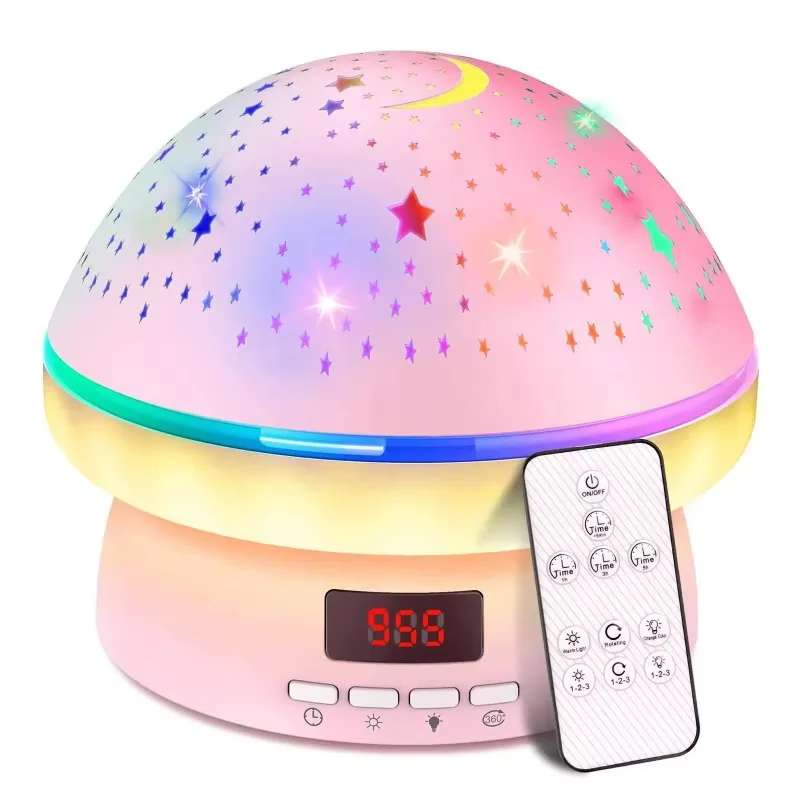 Mushroom Star Night Light Projector Toys for Boys Night Light Projector for Kids Gaming Room Remote Control and Timer Design