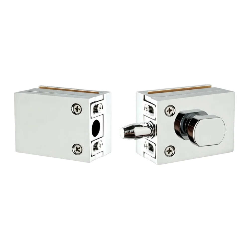 No Drill Zinc Alloy Glass Door Latch for For frameless Single and Double Doors Smooth Knob Operation Modern Design
