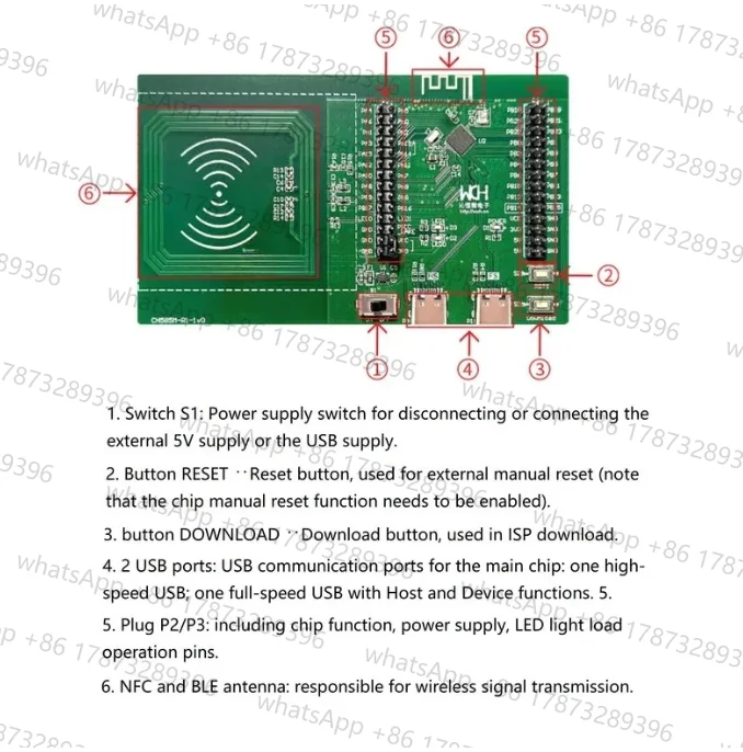 WCH CH585 Development Board NFC/BLE5.4 Wireless/High Speed USB Microcontroller CH585M Evaluation Board