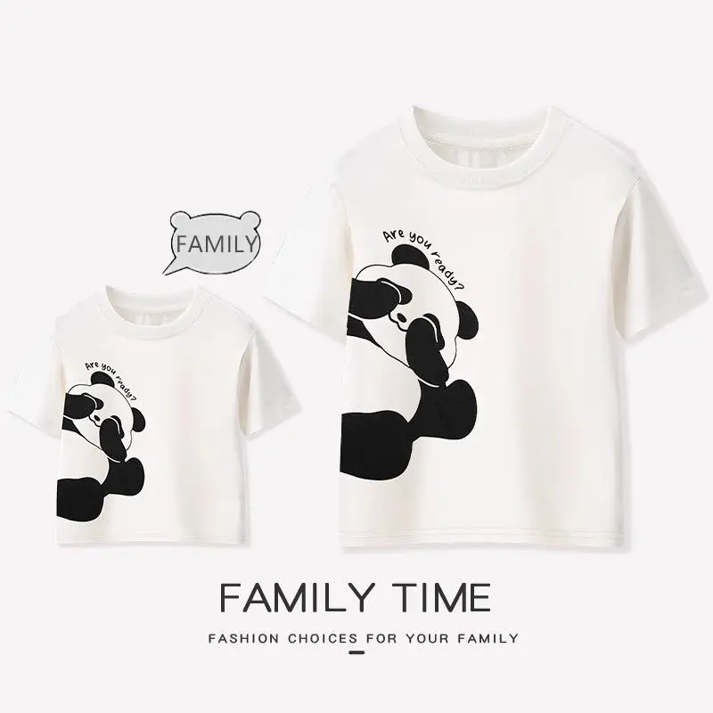 

Same Family Funny Outfits Parent-child Matching Clothes Summer Father Mother and Daughter Son Cotton Short Sleeve T Shirt Shorts