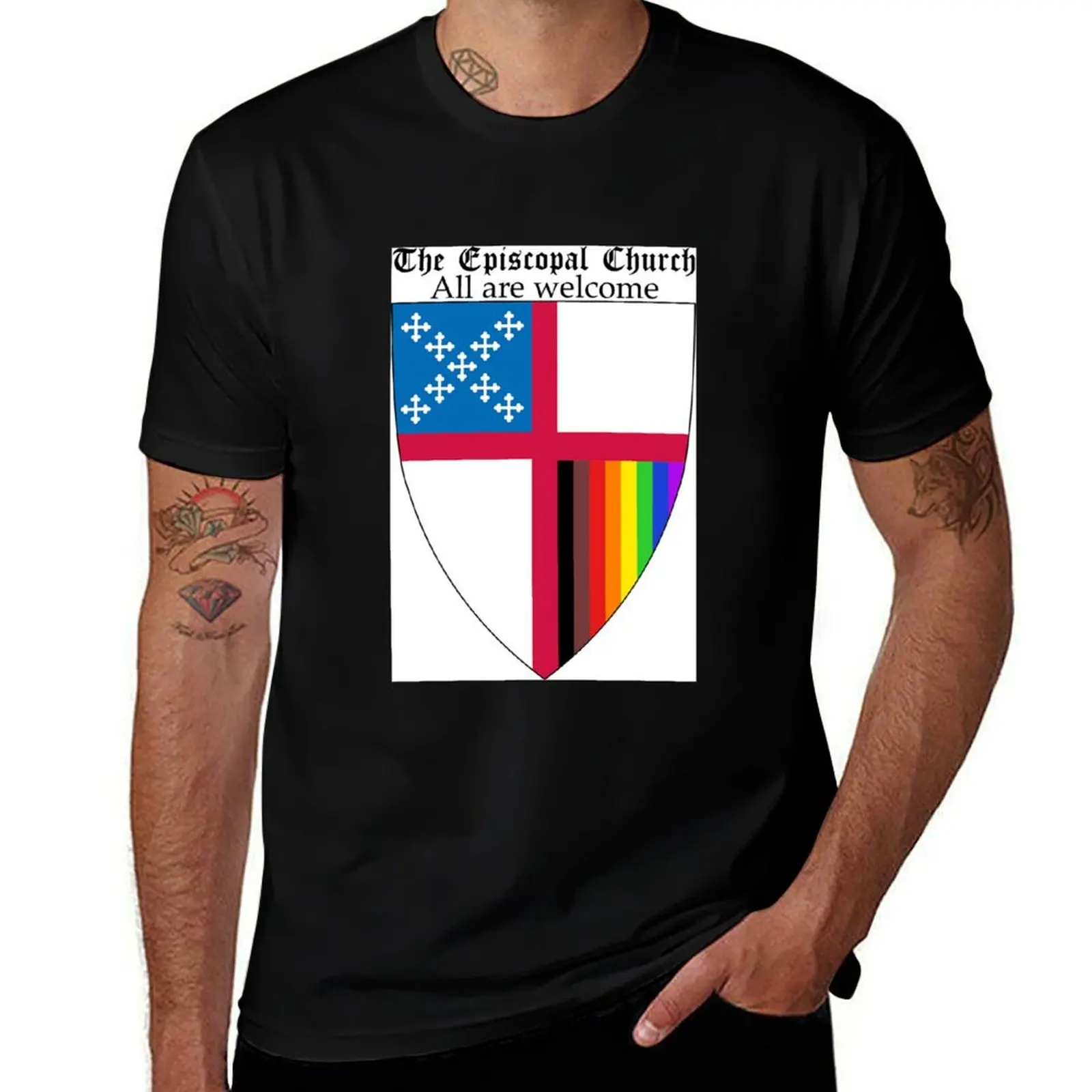 Episcopal Church Shield with 8 Colours Rainbow Pride 1 T-Shirt baggy shirts boys animal print men t shirts