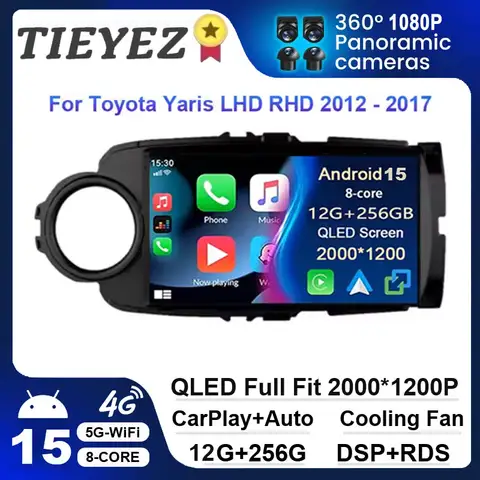 Car Radio Android 15 Carplay For Toyota Yaris 2012 2013 2014 2015 2016 2017 Navigation GPS Multimedia Player Stereo WIFI BT Auto