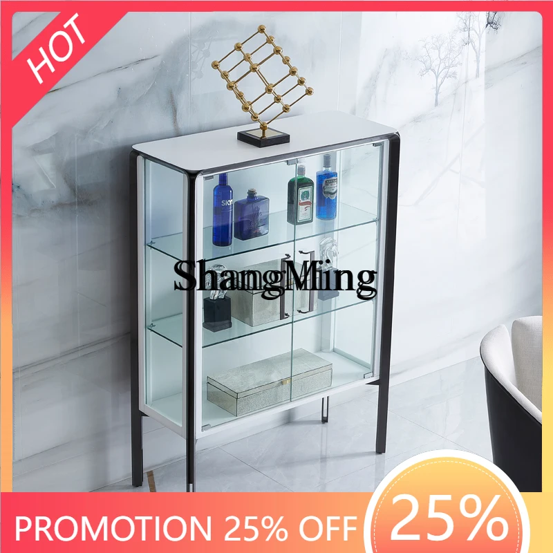 

CL luxury glass wine cabinet modern stainless steel solid wood paint dining side locker