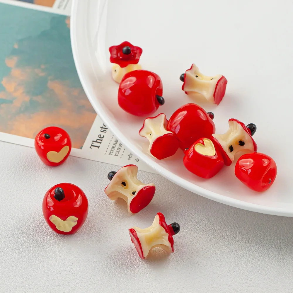 10pcs/Lot Miniature Fruit Resin Pendants 3D Apples Charms For DIY Earring Keychain Jewelry Making Supplies Crafts Accessories