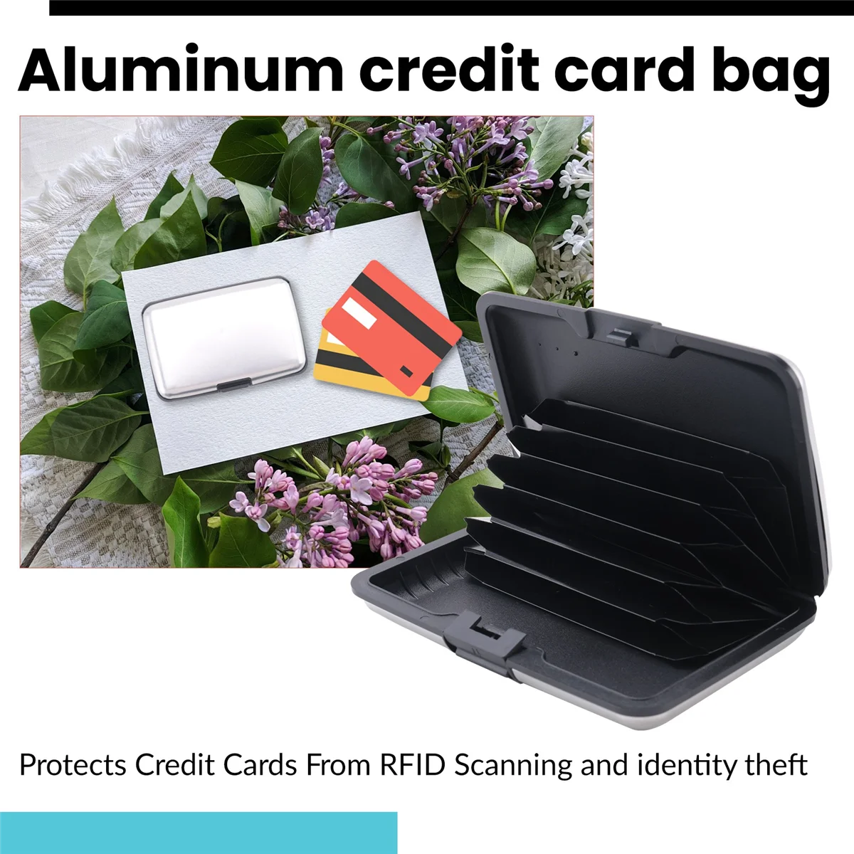 محفظة معدنية بحامل بطاقات الائتمان من الألومنيوم من ABQR، مقاس واحد باللون الفضي #5