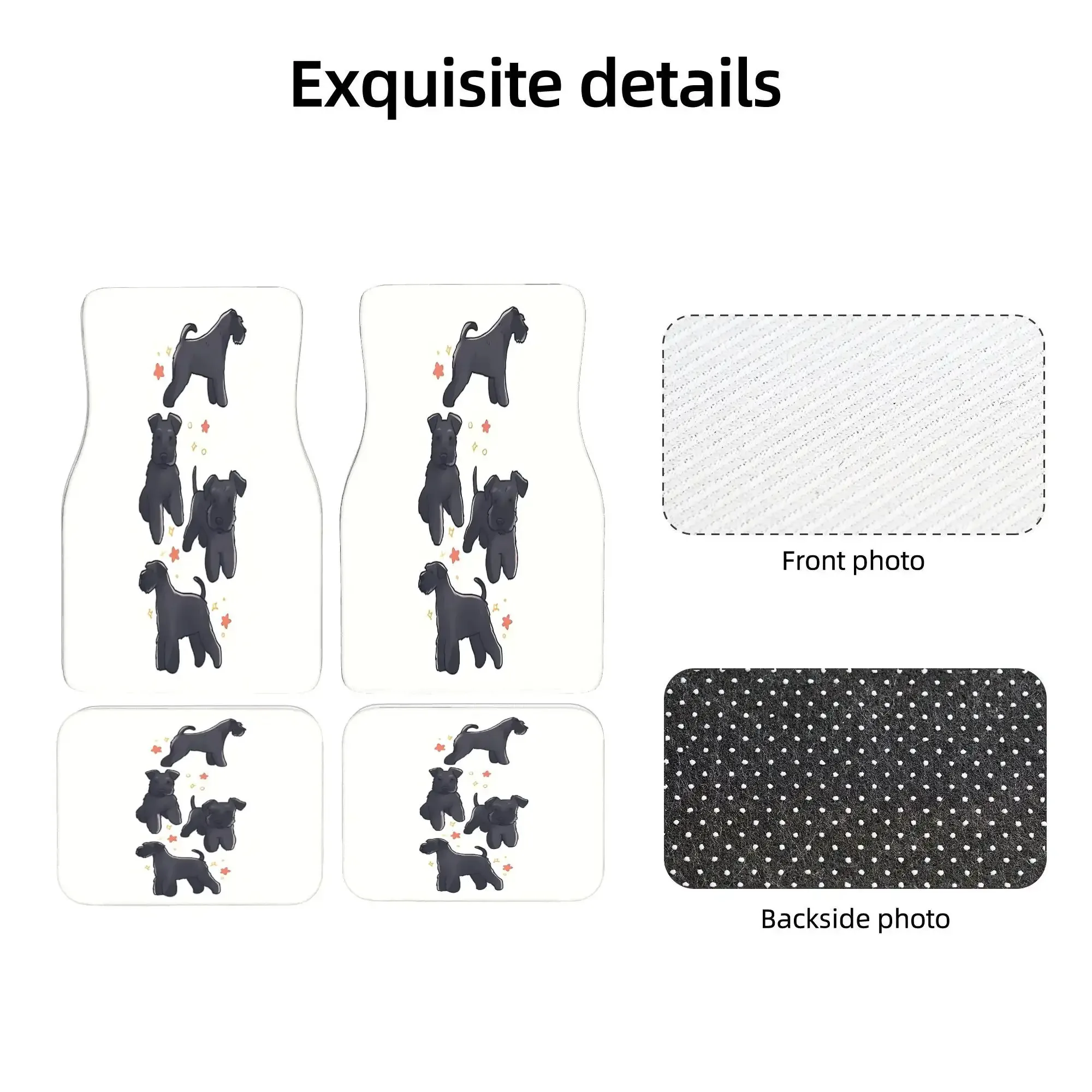 4pcs Black Sana Dog Theme Car Floor Mats Set, Suitable For Your Car Cabin, Enhances Overall Appearance, Perfect For Most Interio