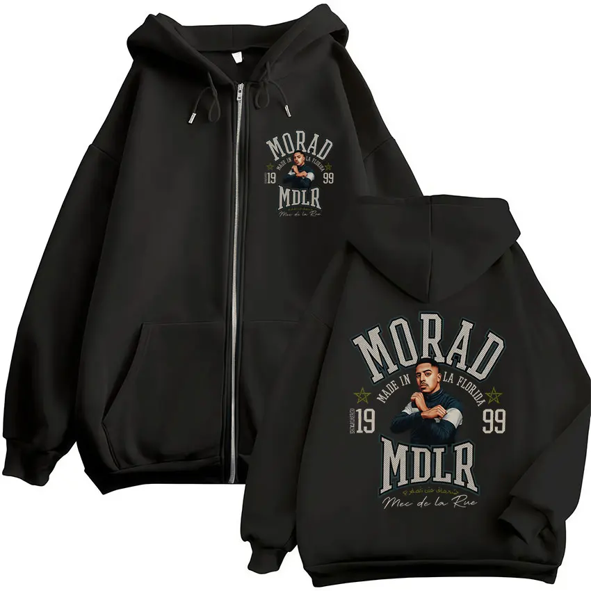 Rapper morad mdl tour zíper hoodies das mulheres dos homens casual hip hop oversized zip up sweatshirts mangas compridas pullovers jaqueta casacos