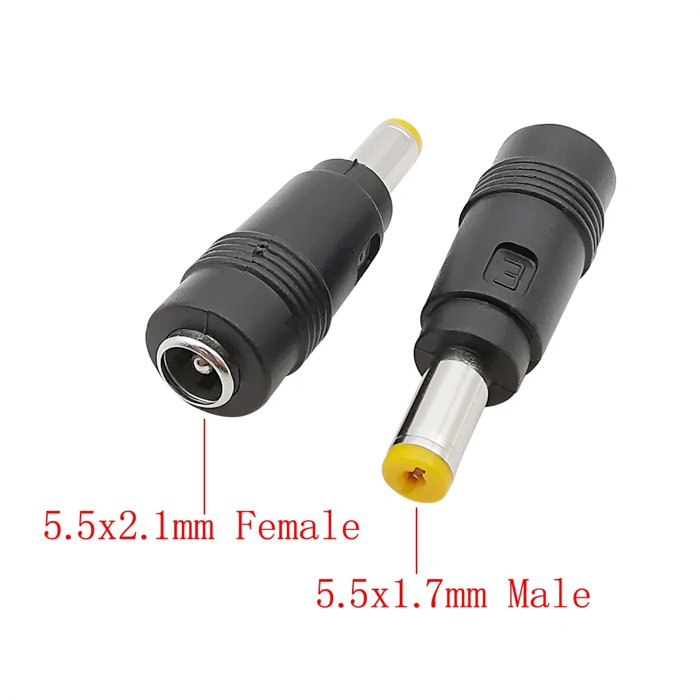 DC Power 5.5mm x 2.1mm żeńskie gniazdo do 5.5x1.7mm męskie złącze wtykowe DC wtyczki Adapter gniazda konwerter do ładowania laptopa — zdjęcie 3