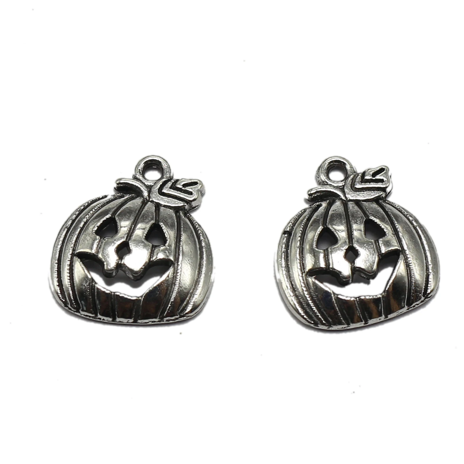 

25 Tibet Silver Halloween Pumpkin Jack O Lantern Charms Pendant 18mm DIY Earring