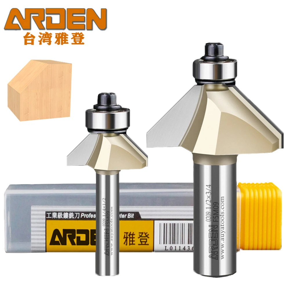 ARDEN 45 Degree Chamfer Router Bit Carbide Chamfering Milling Cutter 45° Woodworking Bevel Trimming Cutter  for Wood MDF Plywood