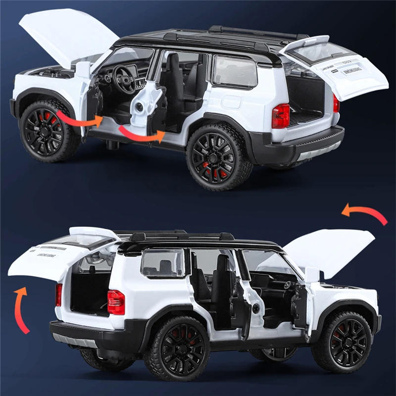 1/32 Toyota 2024 PRADO Land Cruiser Alloy Car Model Diecast Metal Off-road Vehicles Car Model Sound and Light Childrens Toy Gift