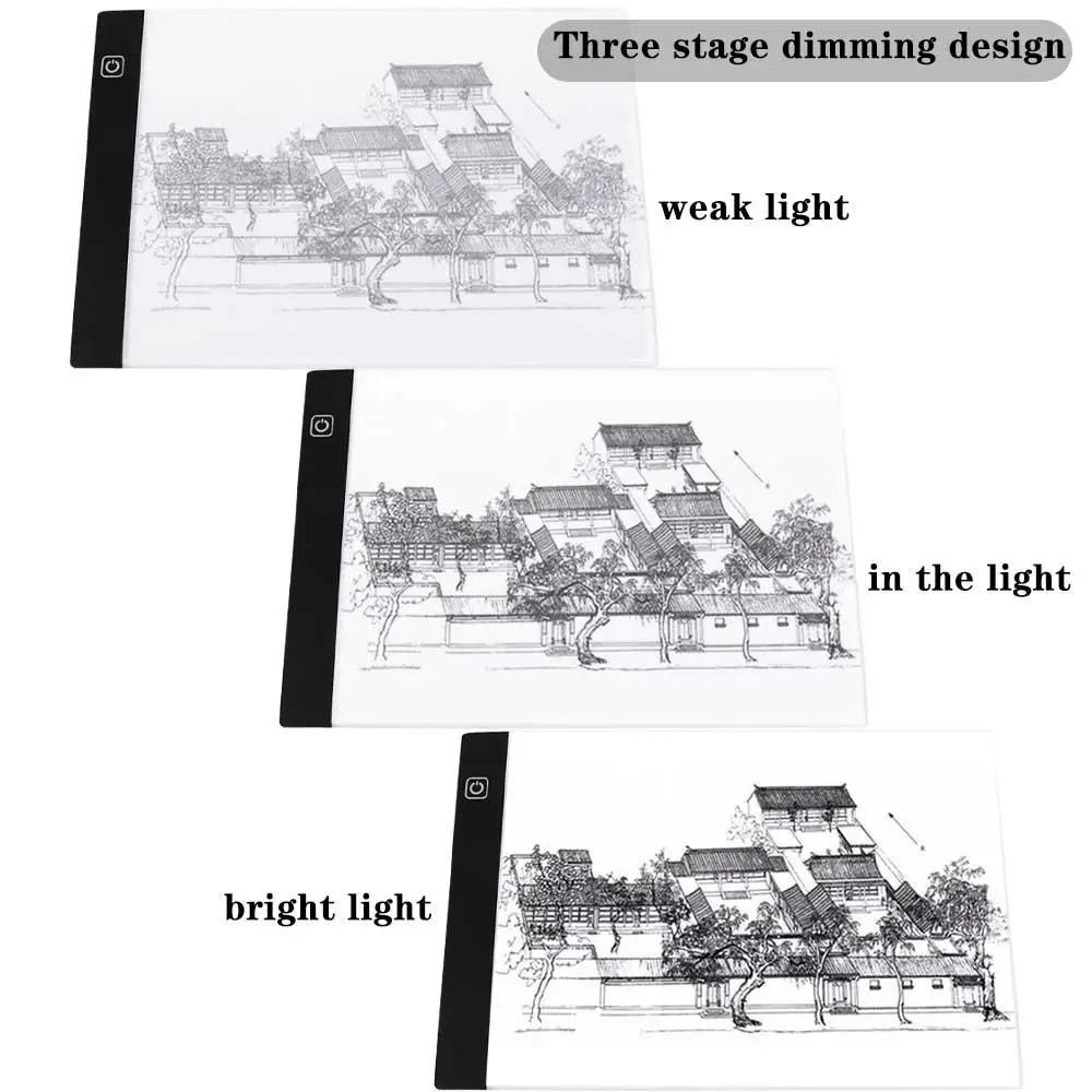 3 nível regulável led desenho cópia almofada led a4 a4 desenho cópia almofada transparente acrílico prancheta pintura educacional