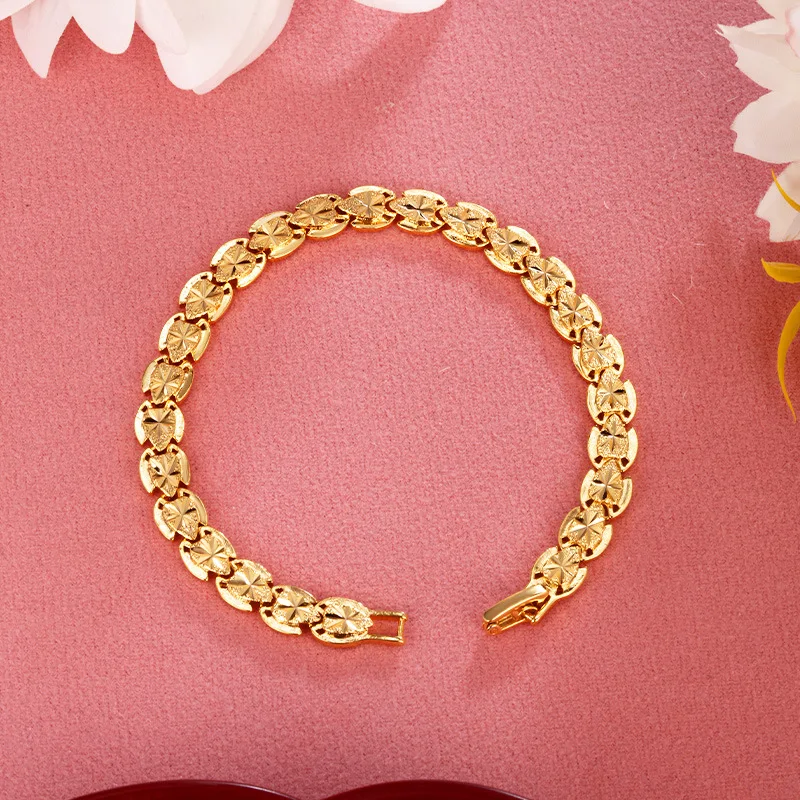 Luxury Solid Platinum PT950 Women's Buckle Bracelet Women's Rice Printed Bracelet