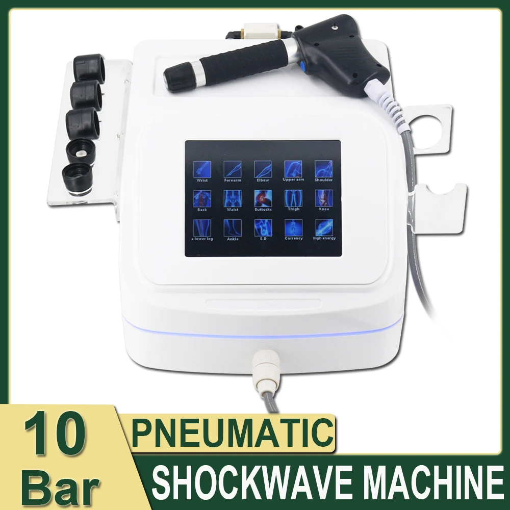 

10Bar Health Care Pneumatic Shockwave Therapy Machine New Shock Wave Device ED Treatment Tennis Elbow Pain Relief Body Massager