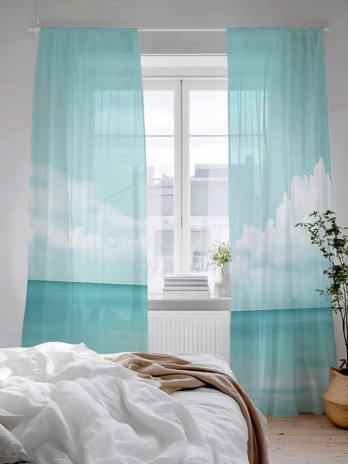 

Vintage Sky Clouds Sheer Curtains For Living Room Window Voile Tulle Curtain Bedroom Decoration