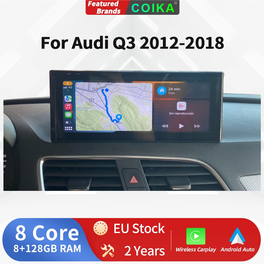 10.25'' Car Multimedia Stereo Touch Screen For Audi Q3 2012-2018 RMC Google WIFI 4G SIM IPS Android 12 System GPS Navi Carplay