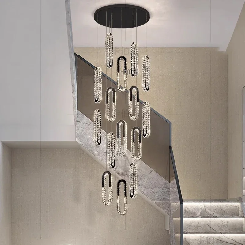 Modern home decoration crystal chandelier, stair Pendant lamp, living room Pendant lights, interior lighting