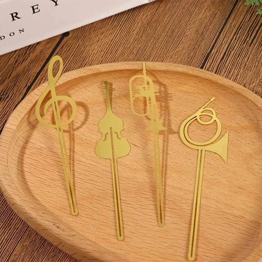 Fashion Gold Musical Note Musical Instruments Bookmark Metal School Supplies Meta Book Maker Office Gifts Paper Clips Stationery