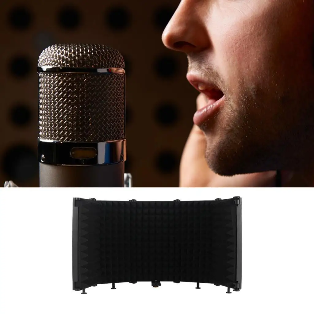 Adjustable Microphone Isolation Studio Mic Sound Absorbing Foam Reflector