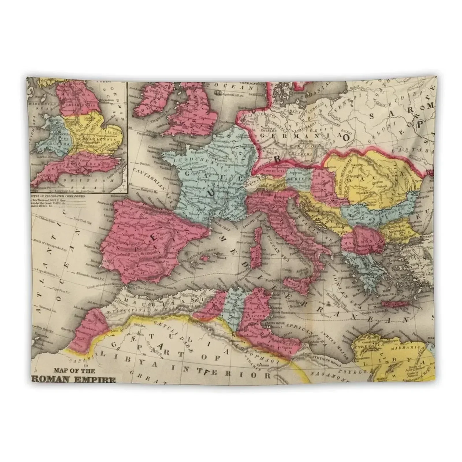 Vintage Map of The Roman Empire (1875) Tapestry Outdoor Decor Wall Carpet Tapestry