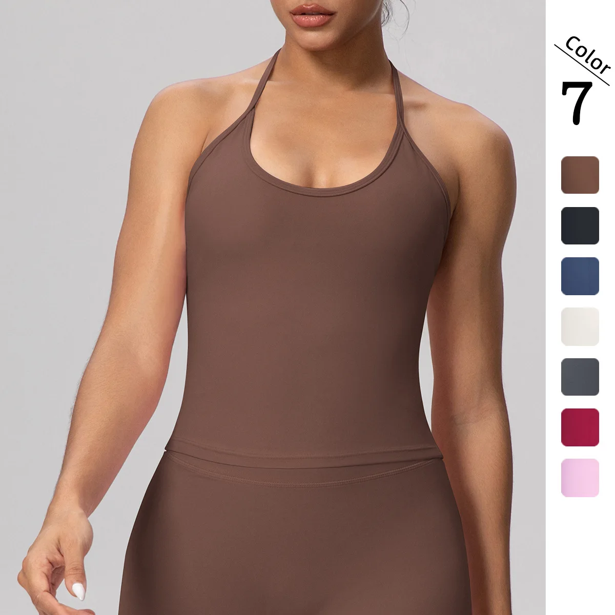 Damen Sommer Atmungsaktives Workout-Top Schöner Rücken Yoga-Top Fitness Sport Neckholder-BH Einfarbiger Sling-Sport-BH Yoga-Bekleidung
