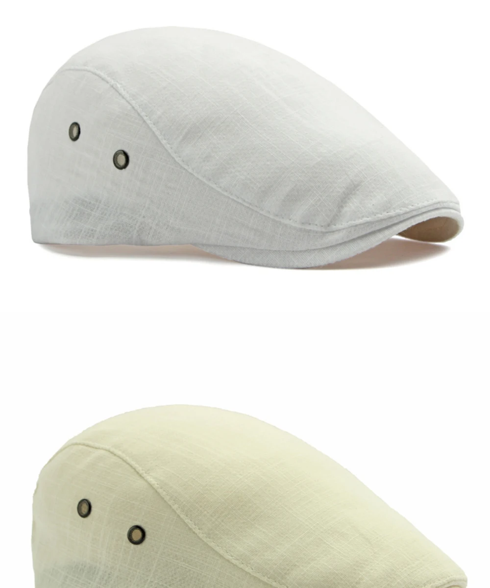 HT5116 Baskenmützen Frühling Sommer Kappen für Herren Damen Unisex Künstlerhut Atmungsaktive Leinen-Flachmütze Verstellbare Baskenmütze – Detail 6