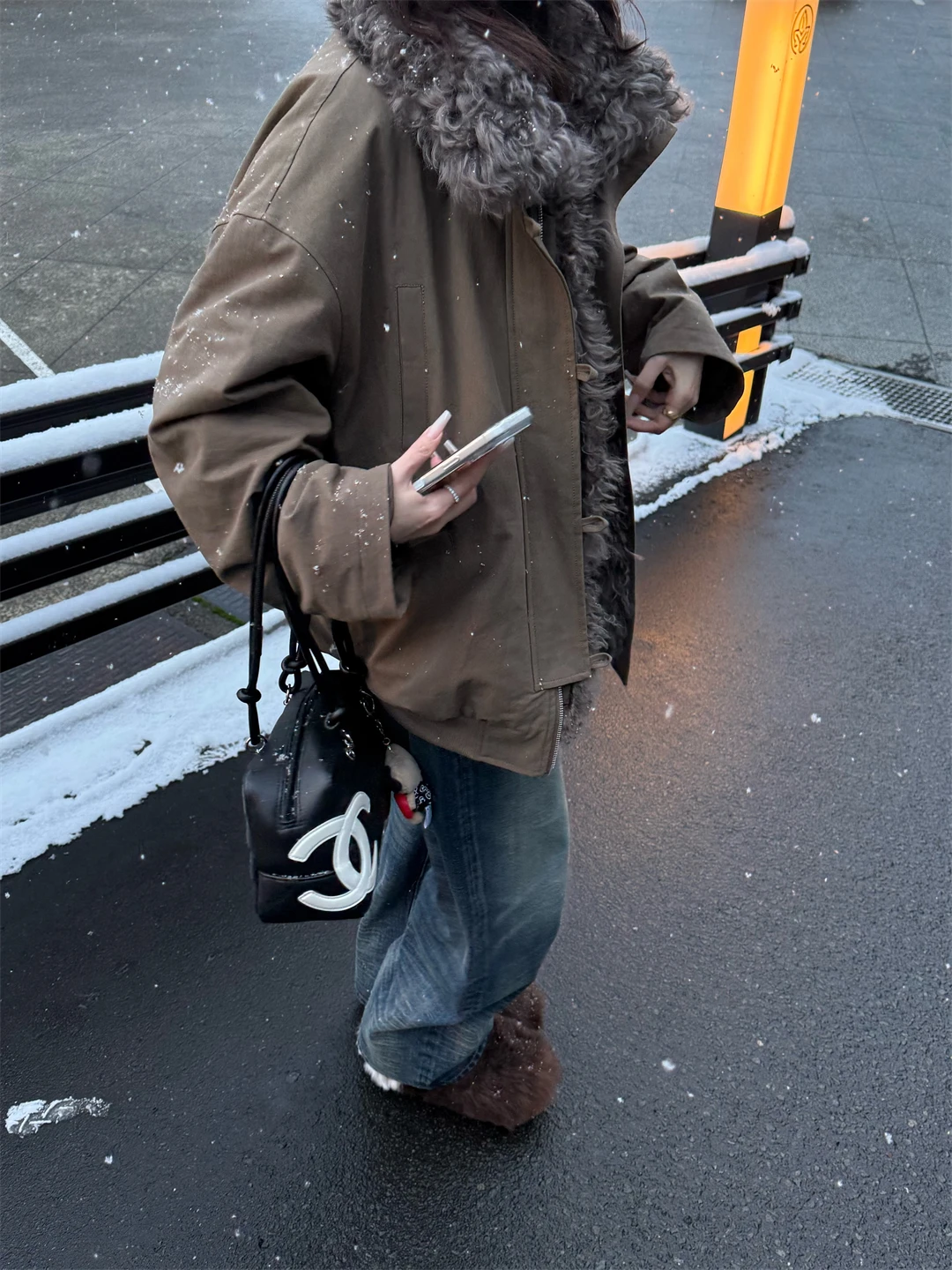 

ine48 Barn Sle Mosanna eepskin And Goose down Jaet 90% White Goose down Thiened Winter Outerwear Coat