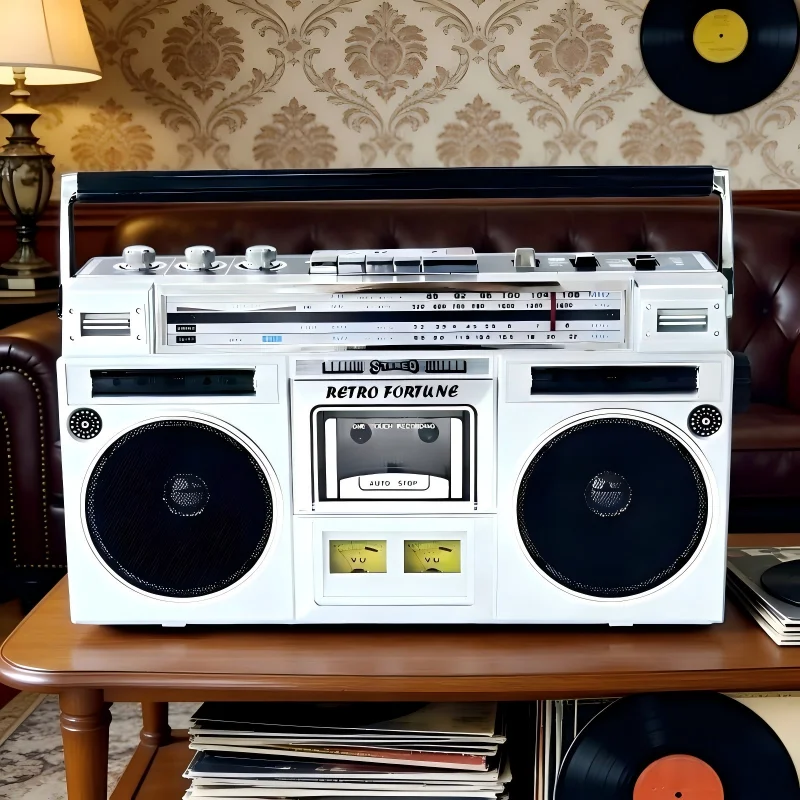 80S Style Portable Bluetooth Speaker Cassette Recorder with AM FM SW Radio with Built-in Speakers