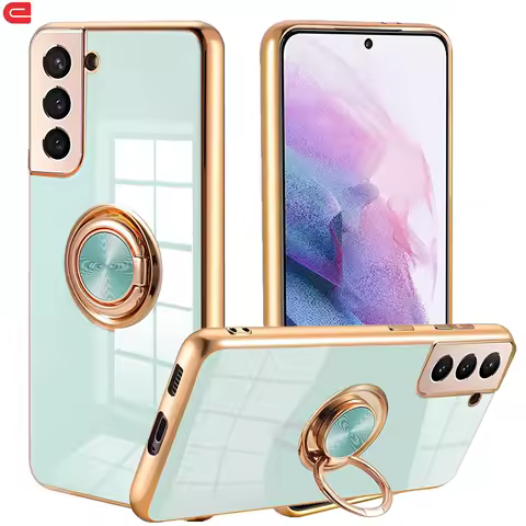 6D Plating Case For Samsung Galaxy S23 S22 Ultra S21 Plus Note 20 S20 FE A54 Ring Kickstand Car Mount Shockproof Silicone Cover