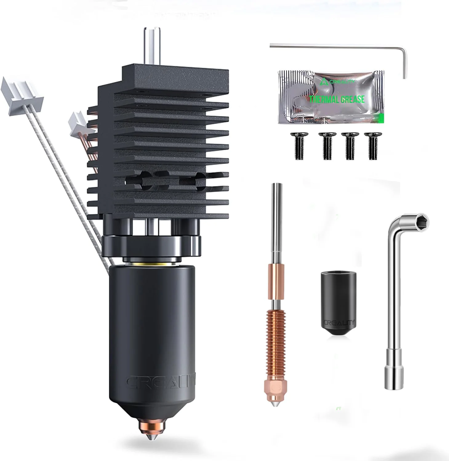 Creality Offizielles K2 Plus Hotend-Zubehörset – Keramik-Heizblock, Einhorn-Schnellwechseldüse, Ganzmetall-integrierte Konstruktion