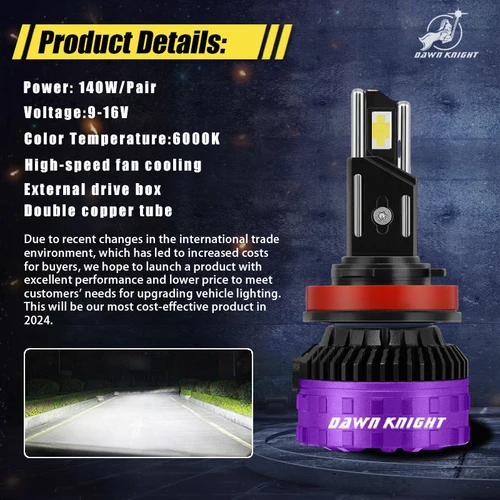 Imagen 2 del producto DAWN KNIGHT H11 H7 H4 Bombillas de faros LED P7 PLUS 140W Potente 6000K 4300K LED HB3 HB4 Lámparas LED 12V 2 piezas