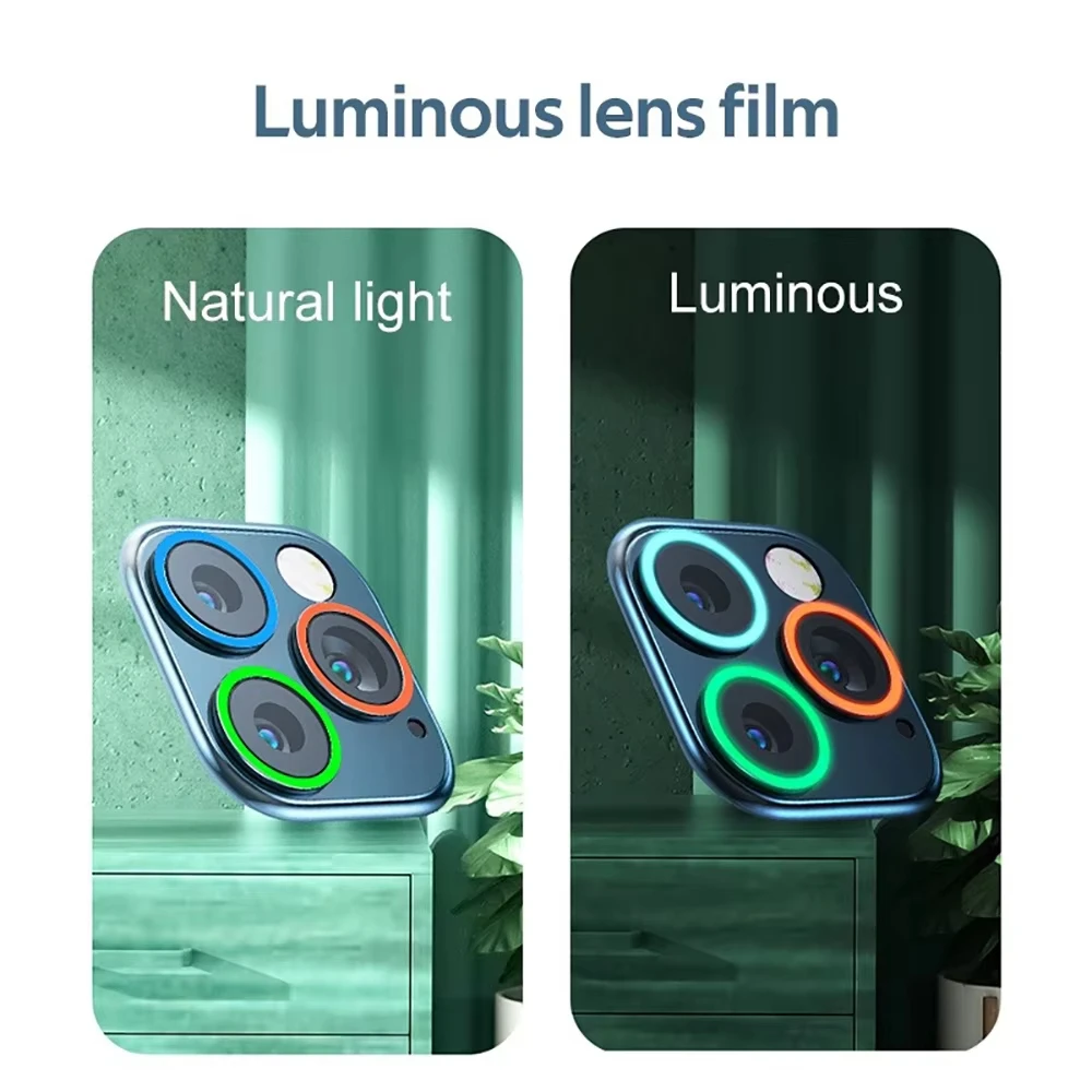 

Luminous Ceramic Camera Lens Protector For iPhone 17 Pro Max 16 14 15 13 11 12 Pro Max Air Mini Lens Ring Glass Film Glowing Cap