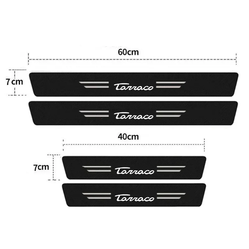 Luminous for Tarraco Logo Carbon Fiber Car Door Sill Anti Kck Sticker Scuff Scratch Threshold Decals Strip Protect Film