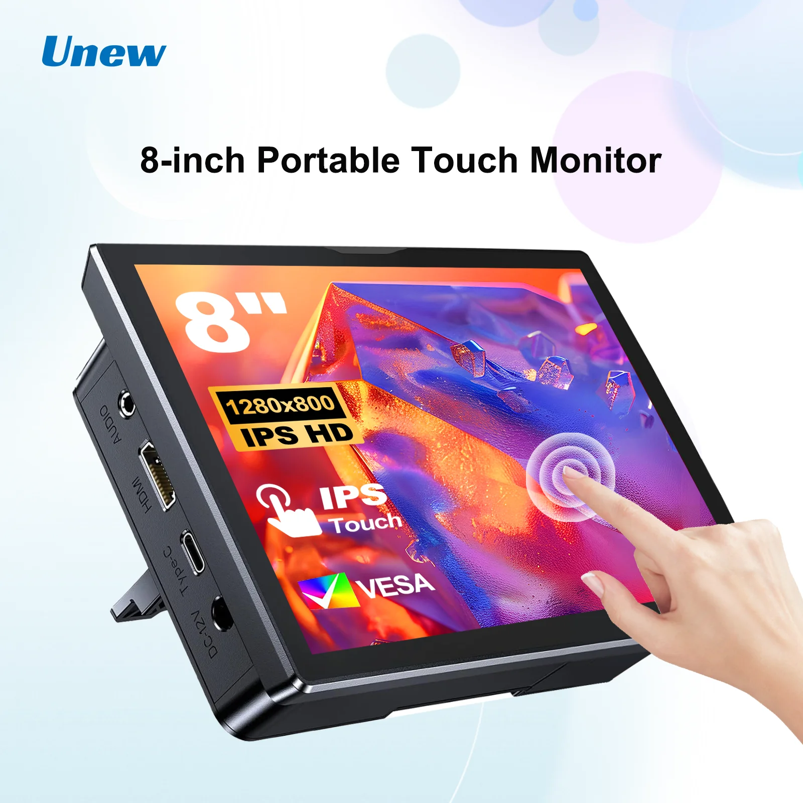 

Новый 8-дюймовый сенсорный монитор 1280x800 16:10 с широкоформатным экраном HDMI для проектов DIY и сенсорных дисплеев со встроенными вентиляторами и динамиками