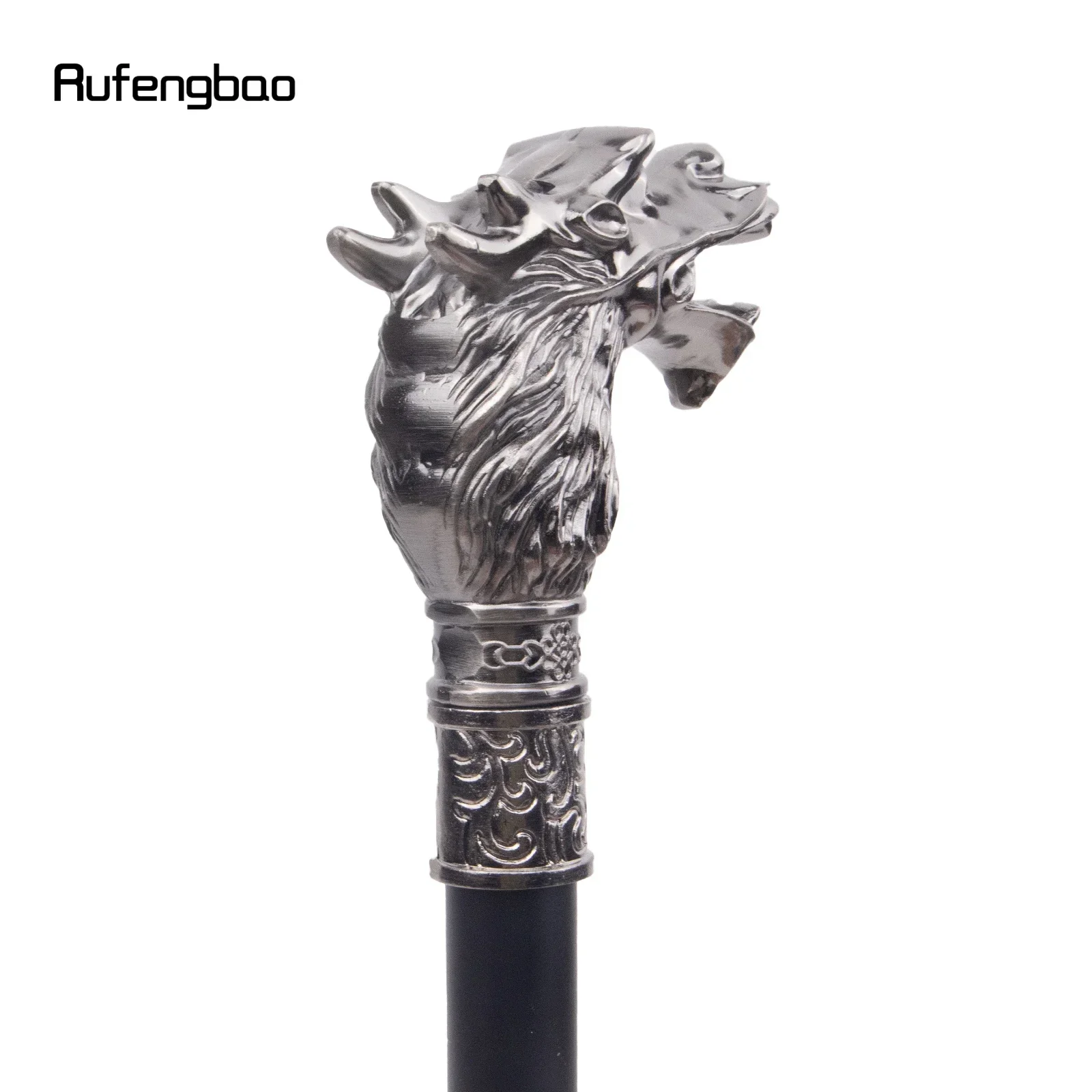 Silver Dragon Head Single Joint Fashion Walking Stick Decorative Vampire Cospaly Party Walking Cane Halloween Crosier 93cm