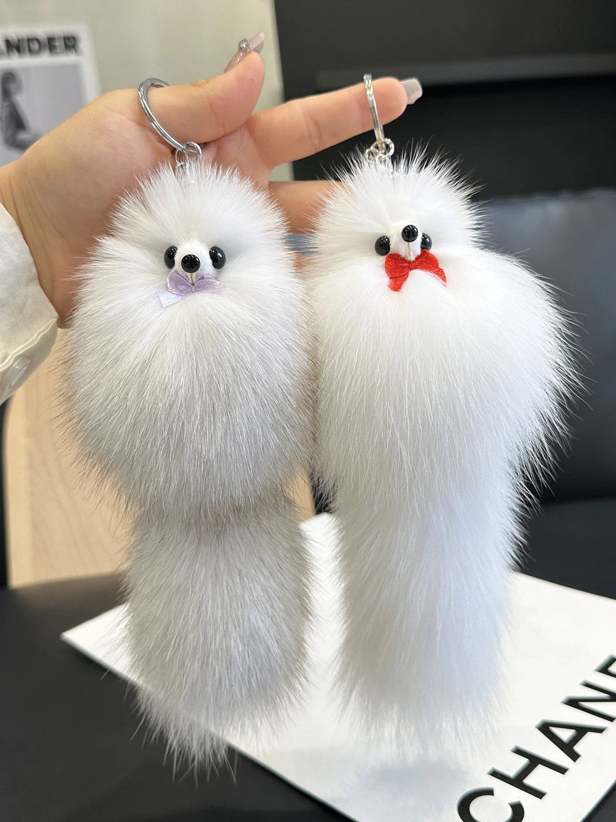 2024 Fashion Real Natural Fox Fur Little Fox Doll Ladies Bag Pendant Car Key Chain Pendant Mobile Phone Pendant Accessories