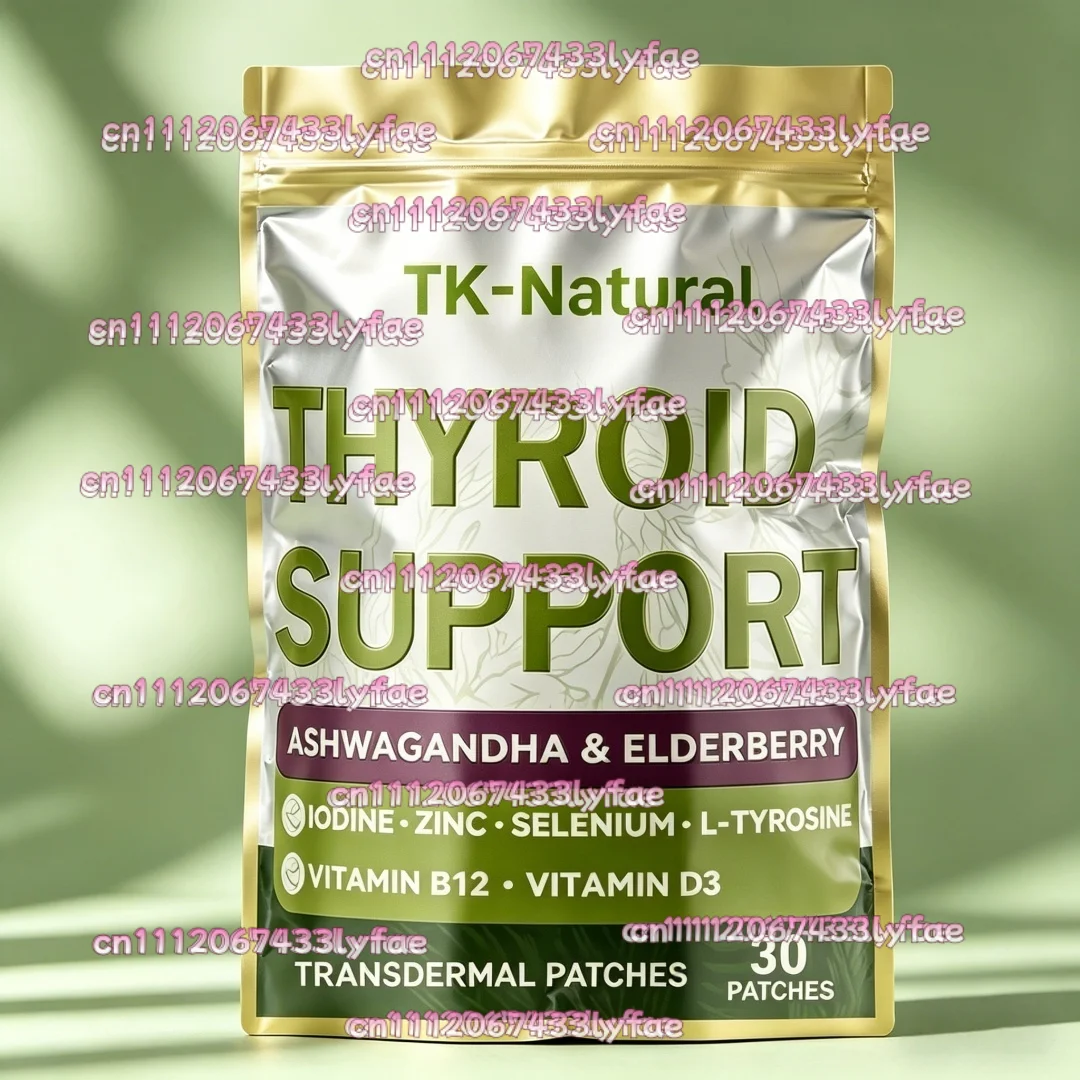 30 Patches Thyroid Support Transdermal Patches with Iodine, Selenium, Zinc & L-Tyrosine - Liquid Metabolism & Energy