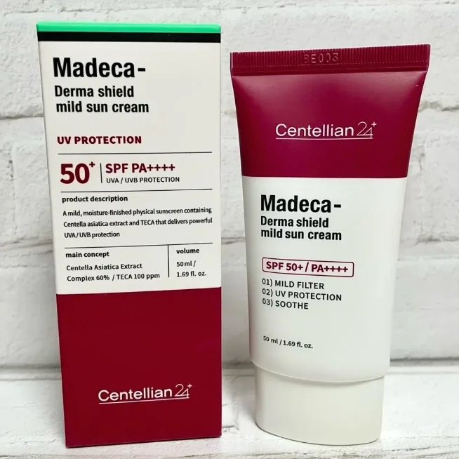 Centellian24 Madeca‑ Derma Shield Mild Sun Cream SPF 50+ PA++++ UVA / UVB Protection Centella Asiatica TECA Physical Sunscreen