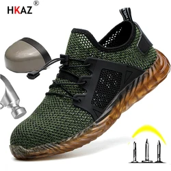 Summer breathable work shoes with iron toe anti puncture security shoes work sneakers for men anti-slip Lightweight safety shoes