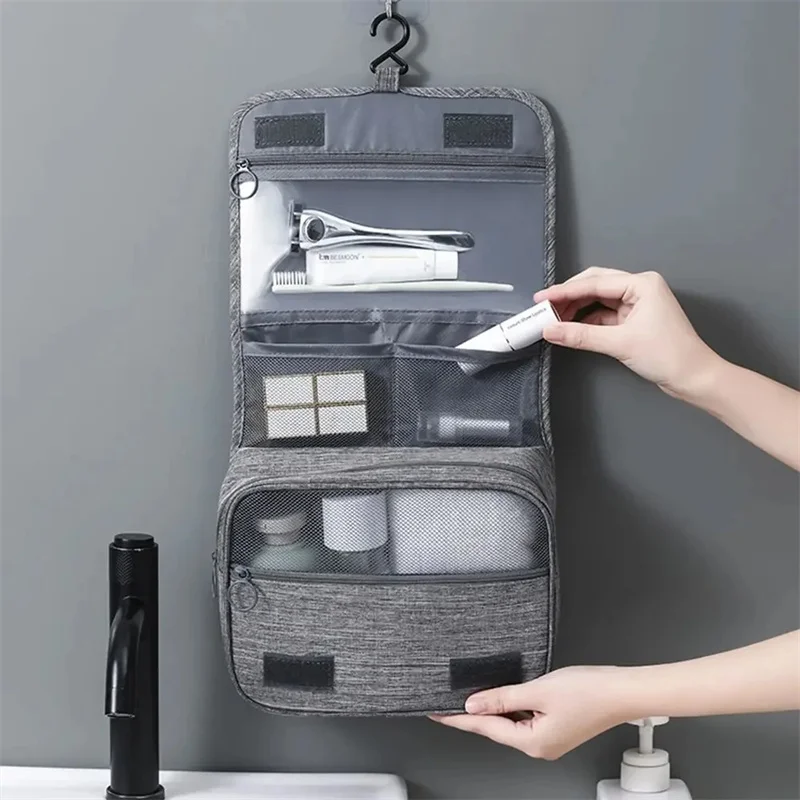 

1pc Foldable Toiletry Bag Organizer Hanging Bag Bathroom Makeup Bag Case Travel Dry And Wet Separation Cosmetic Bag